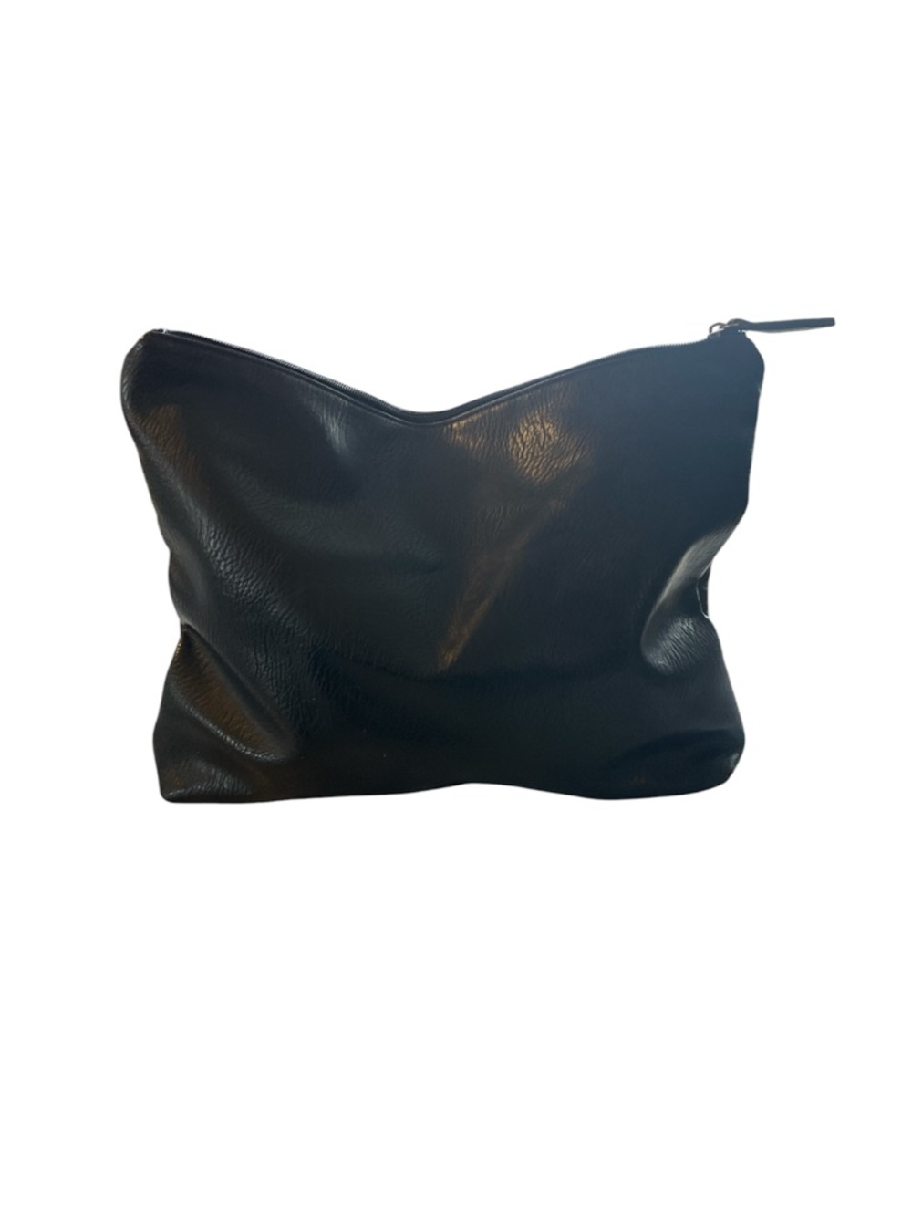 Free People Black Vegan Leather Zip Pouch - Sleek Everyday Clutch